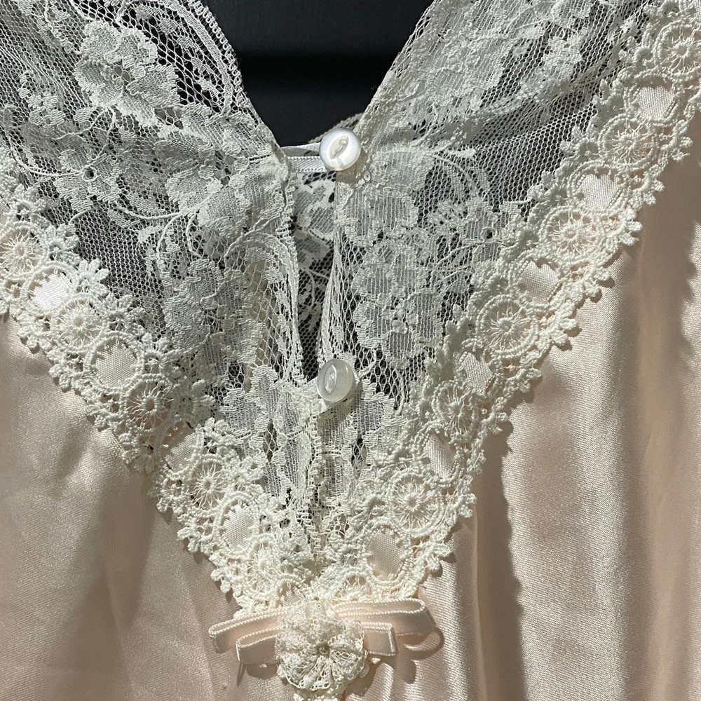Elegant Lace Trim Satin Christian Dior Nightgown - Picture 3 of 10